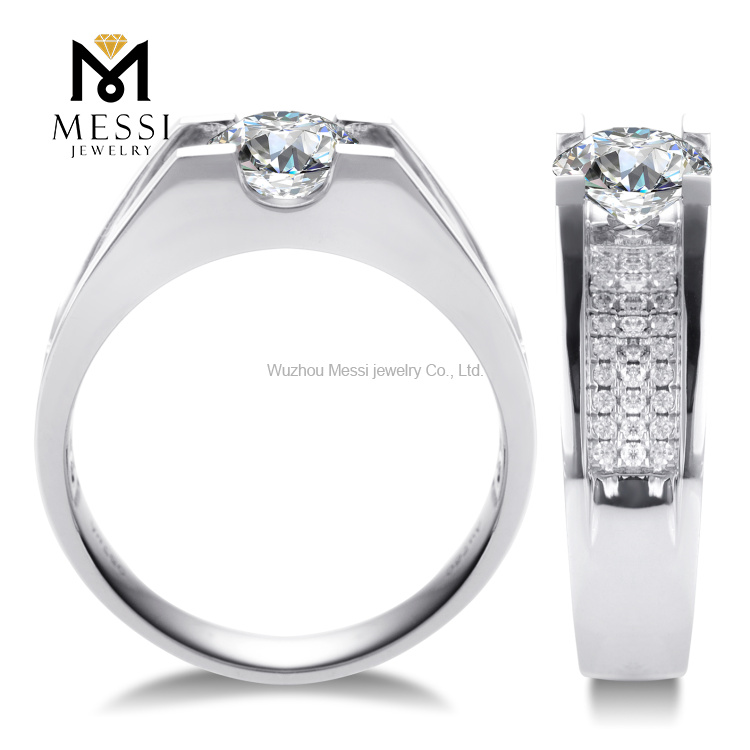 14k 18k or blanc DEF moissanite diamant bague de mariage bijoux pour hommes