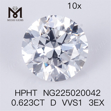Diamant de laboratoire de forme ronde HPHT 0.623CT D VVS1 3EX diamant fabriqué par l'homme
