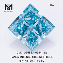Diamant cultivé en laboratoire bleu SQ 3ct VS1 EX EX SQ FANTAISIE BLEU VERT INTENSE DIAMANT CVD LG586346984