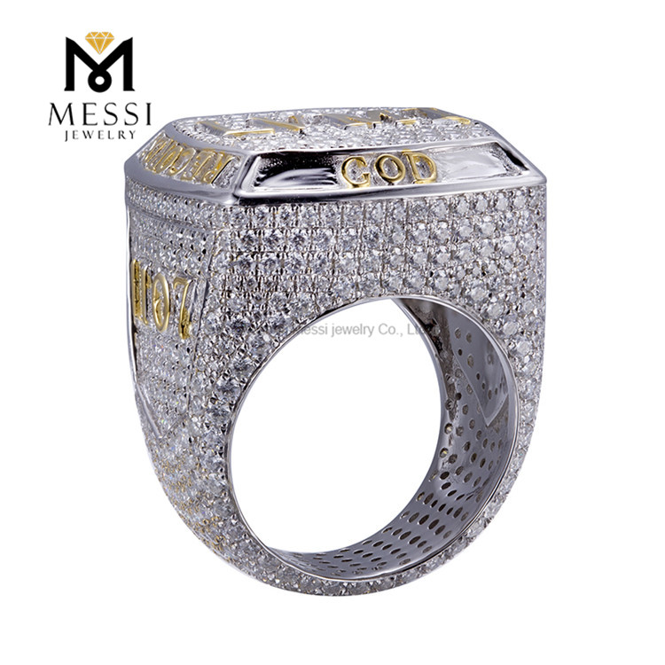 LVMI S925 Lab diamant hommes Hiphop anneaux mode audacieuse pour les audacieux