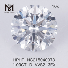 1.03CT RD HPHT D VVS2 3EX Pierre de diamant cultivée en laboratoire
