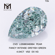 Diamants cultivés en laboratoire vert fantaisie 4ct PEAR FANCY VERT GRISÂTRE INTENSE VS2 EX VG CVD LG586346994