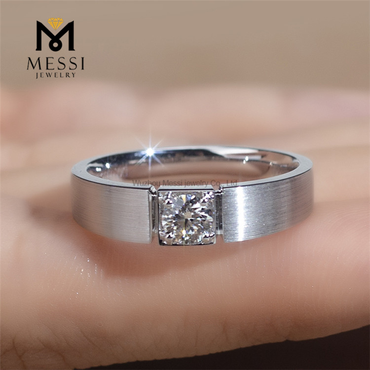 Bagues de mariage en or blanc 18 carats 6,0 g 19# avec diamants de laboratoire pour lui, un symbole d'amour et d'engagement