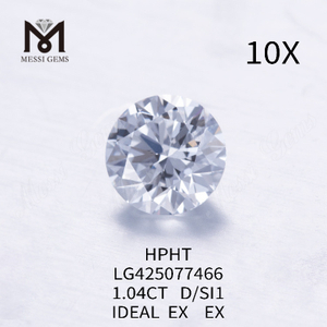 Diamant de laboratoire 1,04 carat D/SI1 IDEAL EX EX