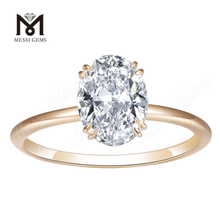 Bague diamant solitaire en or blanc/rose de forme ovale de 1,5 carat