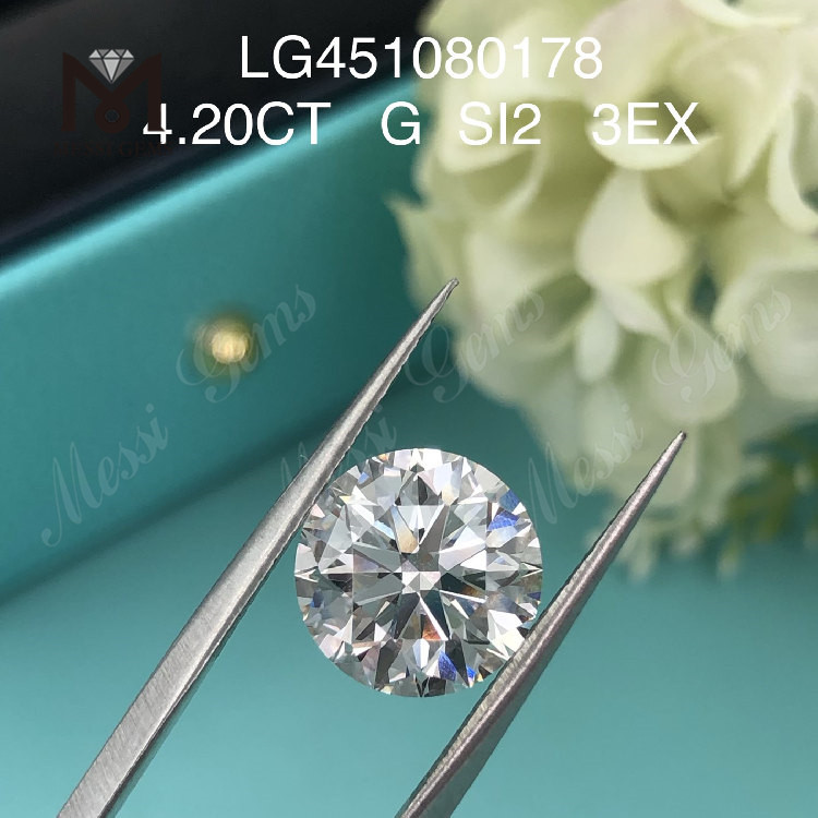 Diamant cultivé en laboratoire de 4,2 ct G SI2 RD 3EX Cut Grade