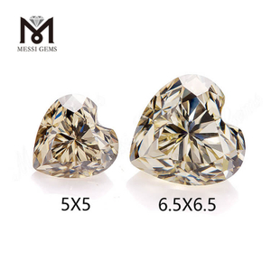 Vente en gros de bijoux Moissanite Coeur Jaune 5-6.5mm Moissanite en vrac