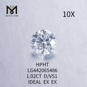 1.02 carat D VS1 Diamant rond cultivé en laboratoire IDEAL