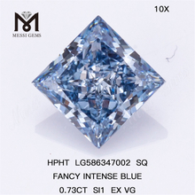 0,73CT SI1 EX VG SQ HPHT Diamant HPHT Bleu Intense Fantaisie LG586347002